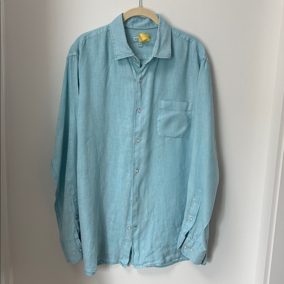 Peter Millar Other - Peter Millar 100% Linen Blue Long Sleeve Shirt Size Large